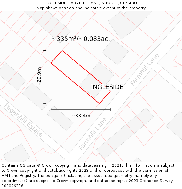 INGLESIDE, FARMHILL LANE, STROUD, GL5 4BU: Plot and title map