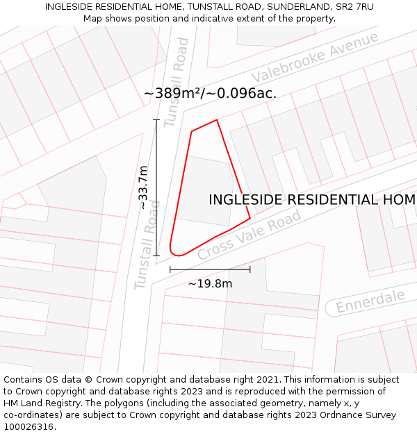 INGLESIDE RESIDENTIAL HOME, TUNSTALL ROAD, SUNDERLAND, SR2 7RU: Plot and title map