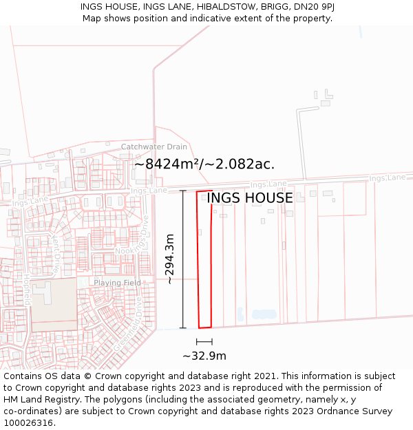 INGS HOUSE, INGS LANE, HIBALDSTOW, BRIGG, DN20 9PJ: Plot and title map