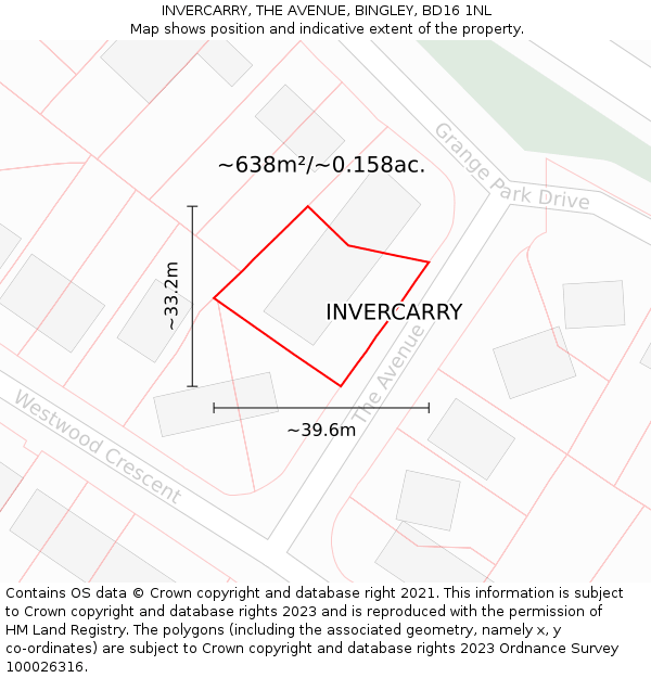 INVERCARRY, THE AVENUE, BINGLEY, BD16 1NL: Plot and title map