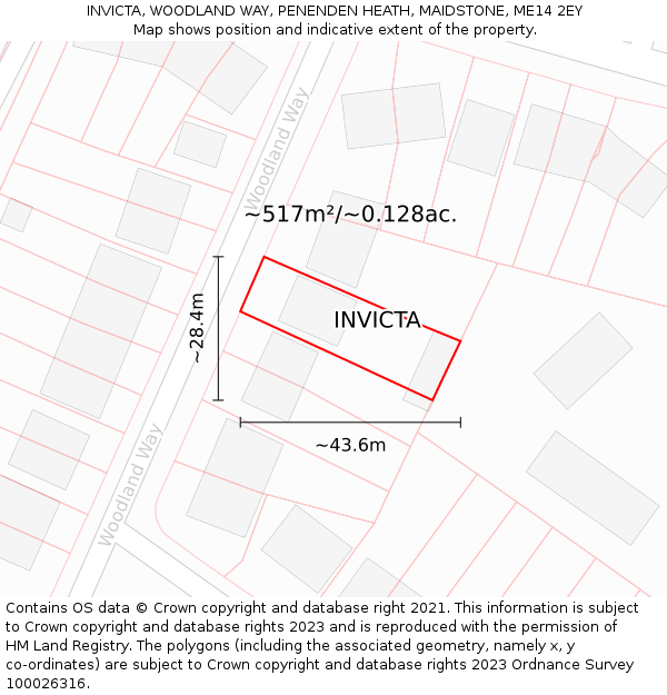 INVICTA, WOODLAND WAY, PENENDEN HEATH, MAIDSTONE, ME14 2EY: Plot and title map