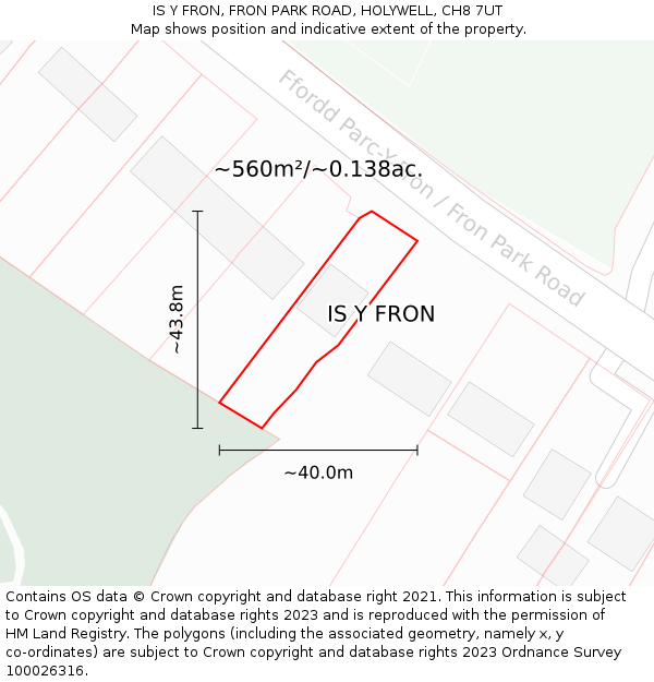 IS Y FRON, FRON PARK ROAD, HOLYWELL, CH8 7UT: Plot and title map