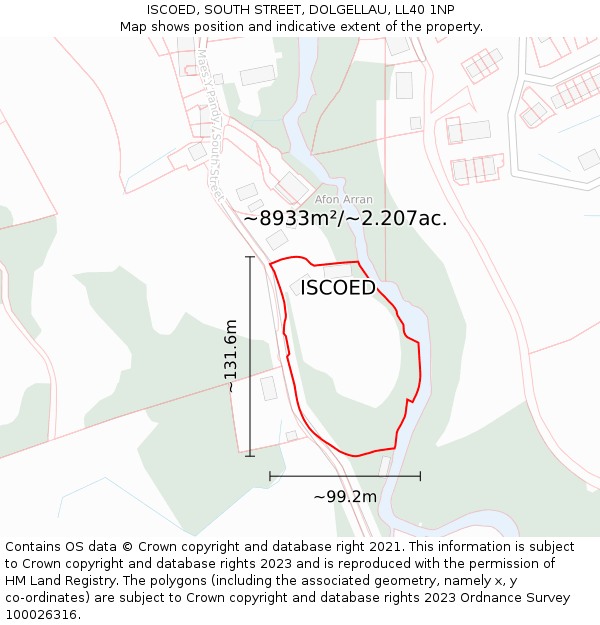 ISCOED, SOUTH STREET, DOLGELLAU, LL40 1NP: Plot and title map