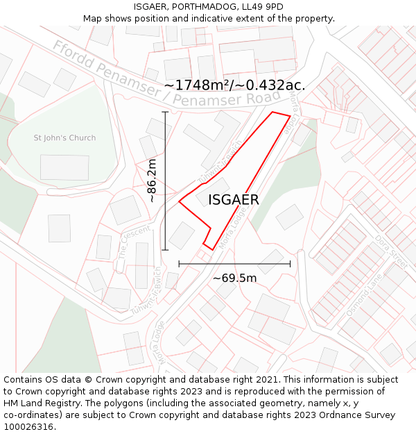 ISGAER, PORTHMADOG, LL49 9PD: Plot and title map