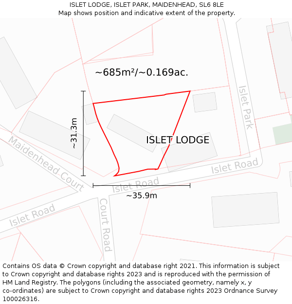 ISLET LODGE, ISLET PARK, MAIDENHEAD, SL6 8LE: Plot and title map