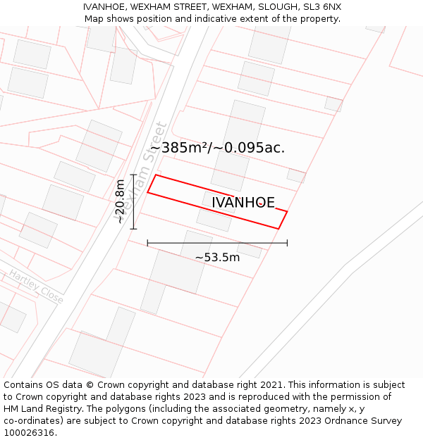 IVANHOE, WEXHAM STREET, WEXHAM, SLOUGH, SL3 6NX: Plot and title map