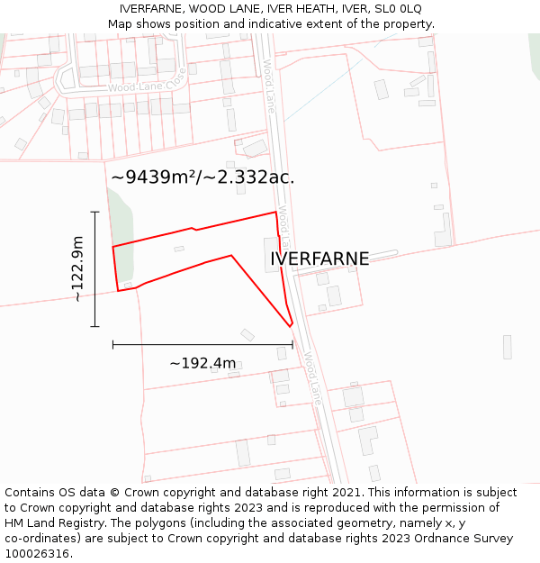 IVERFARNE, WOOD LANE, IVER HEATH, IVER, SL0 0LQ: Plot and title map