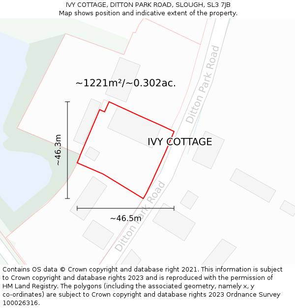 IVY COTTAGE, DITTON PARK ROAD, SLOUGH, SL3 7JB: Plot and title map