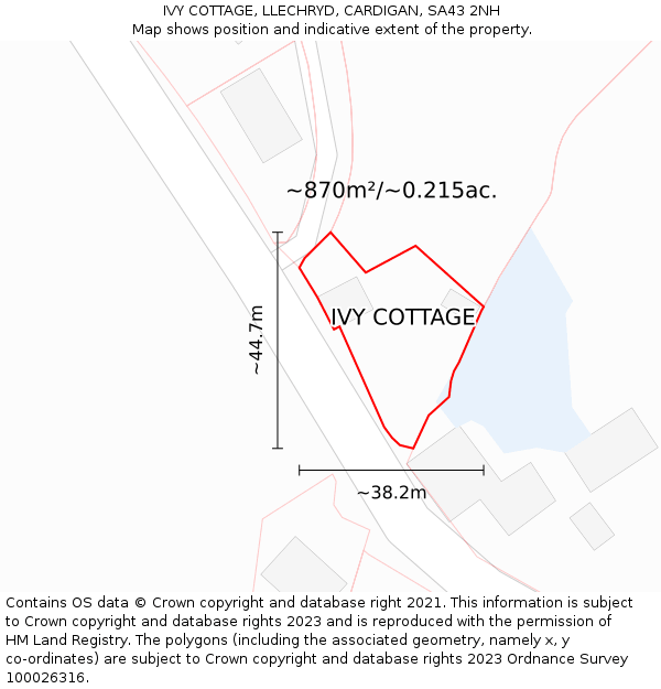 IVY COTTAGE, LLECHRYD, CARDIGAN, SA43 2NH: Plot and title map