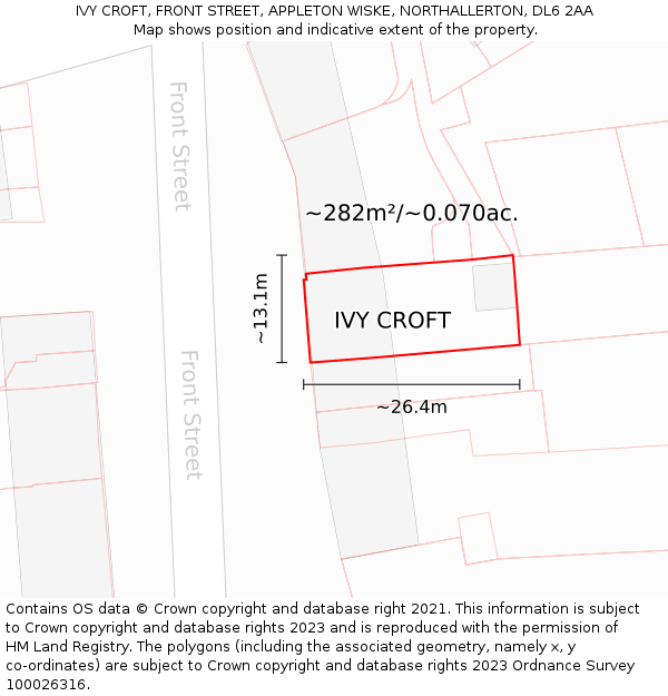 IVY CROFT, FRONT STREET, APPLETON WISKE, NORTHALLERTON, DL6 2AA: Plot and title map