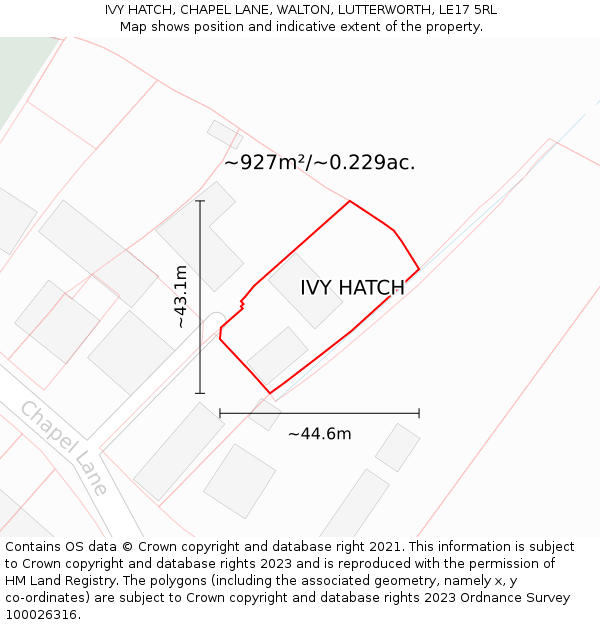 IVY HATCH, CHAPEL LANE, WALTON, LUTTERWORTH, LE17 5RL: Plot and title map