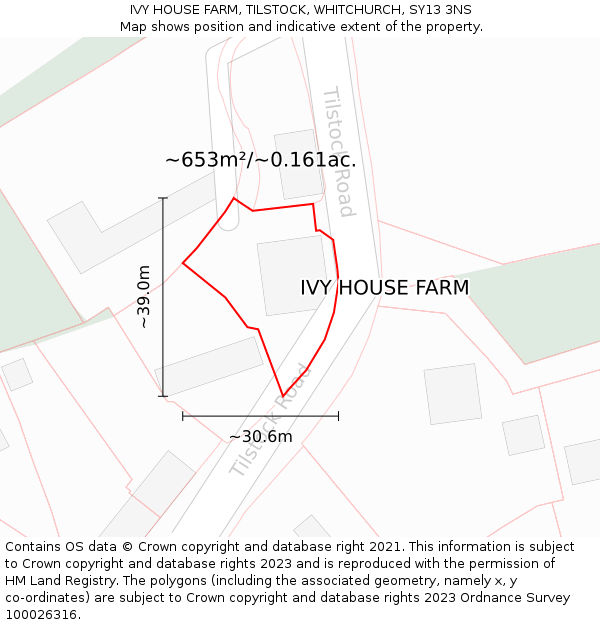 IVY HOUSE FARM, TILSTOCK, WHITCHURCH, SY13 3NS: Plot and title map