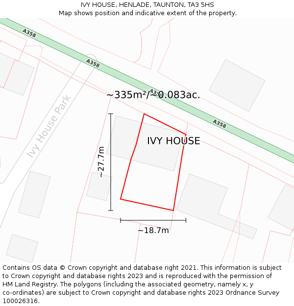 IVY HOUSE, HENLADE, TAUNTON, TA3 5HS: Plot and title map