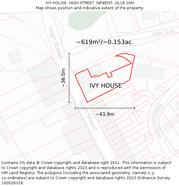 IVY HOUSE, HIGH STREET, NEWENT, GL18 1AN: Plot and title map