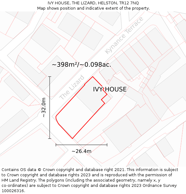 IVY HOUSE, THE LIZARD, HELSTON, TR12 7NQ: Plot and title map