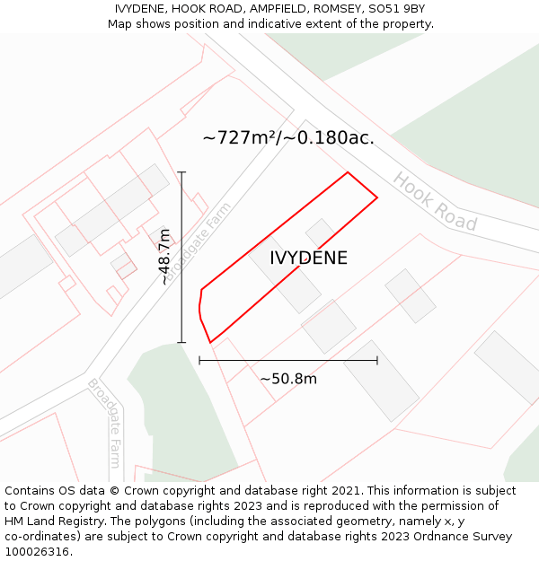 IVYDENE, HOOK ROAD, AMPFIELD, ROMSEY, SO51 9BY: Plot and title map