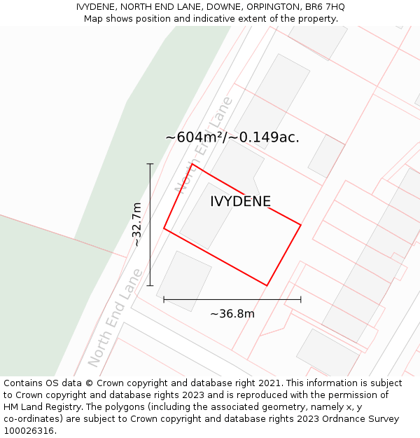 IVYDENE, NORTH END LANE, DOWNE, ORPINGTON, BR6 7HQ: Plot and title map