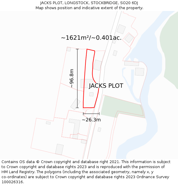 JACKS PLOT, LONGSTOCK, STOCKBRIDGE, SO20 6DJ: Plot and title map