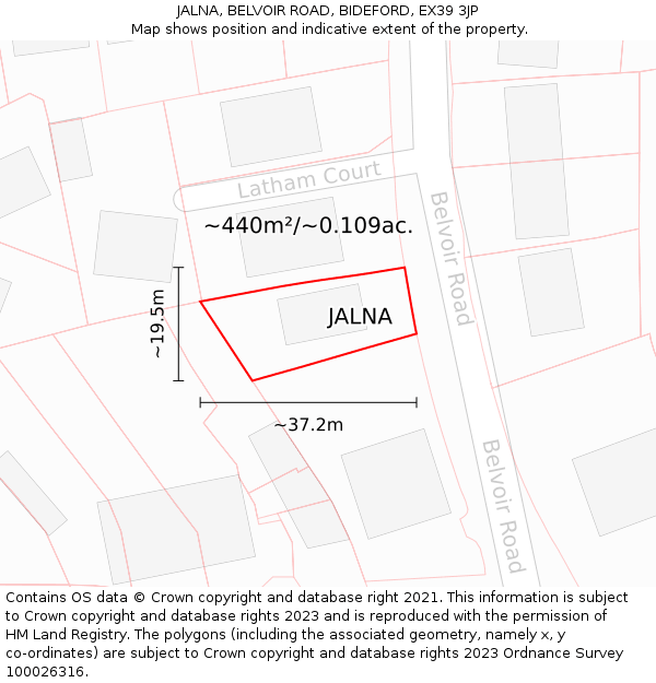 JALNA, BELVOIR ROAD, BIDEFORD, EX39 3JP: Plot and title map