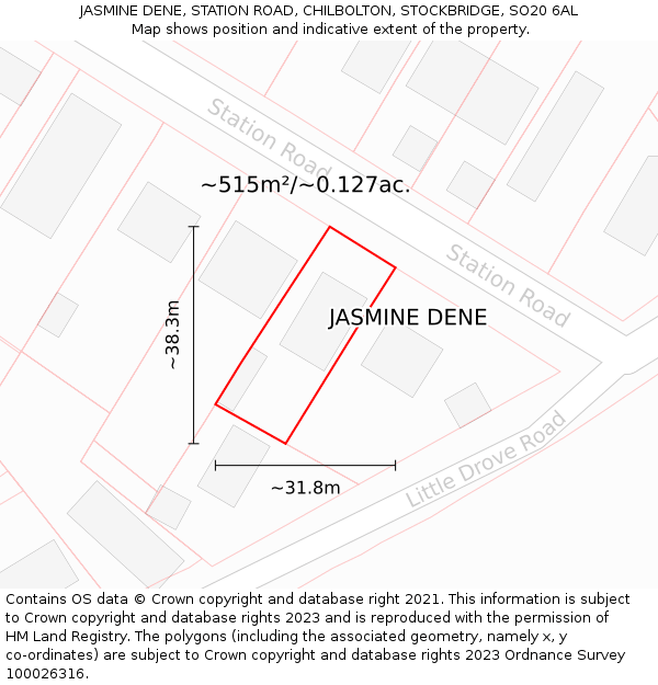 JASMINE DENE, STATION ROAD, CHILBOLTON, STOCKBRIDGE, SO20 6AL: Plot and title map