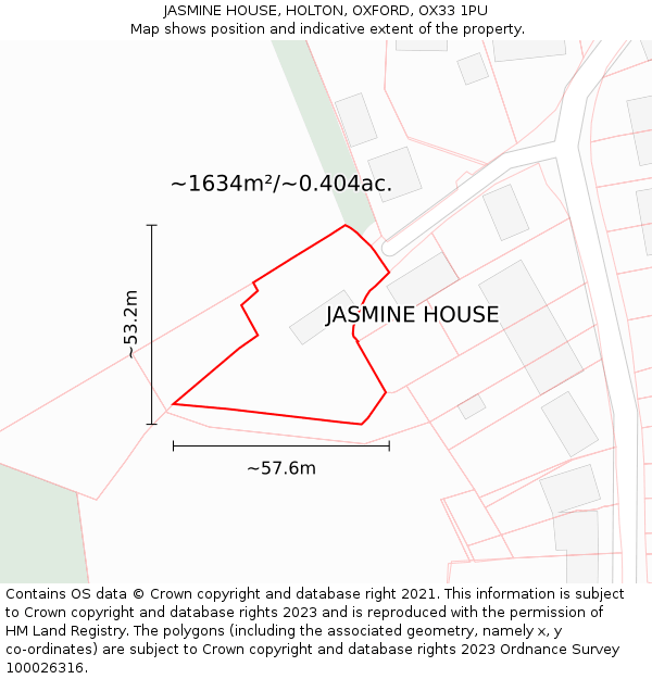 JASMINE HOUSE, HOLTON, OXFORD, OX33 1PU: Plot and title map