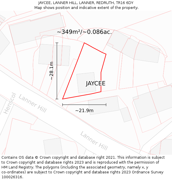 JAYCEE, LANNER HILL, LANNER, REDRUTH, TR16 6DY: Plot and title map