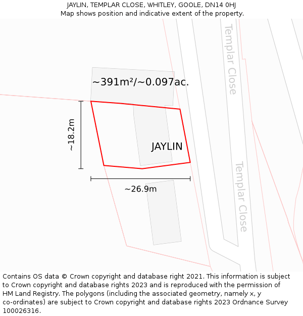 JAYLIN, TEMPLAR CLOSE, WHITLEY, GOOLE, DN14 0HJ: Plot and title map