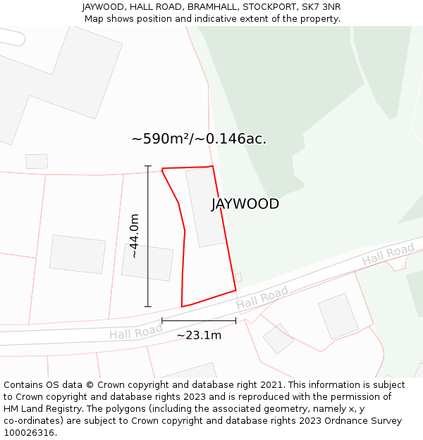 JAYWOOD, HALL ROAD, BRAMHALL, STOCKPORT, SK7 3NR: Plot and title map