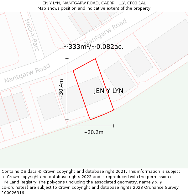 JEN Y LYN, NANTGARW ROAD, CAERPHILLY, CF83 1AL: Plot and title map