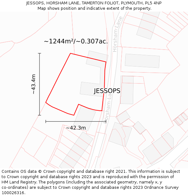 JESSOPS, HORSHAM LANE, TAMERTON FOLIOT, PLYMOUTH, PL5 4NP: Plot and title map