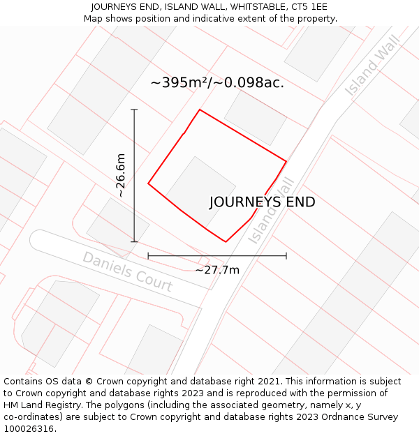 JOURNEYS END, ISLAND WALL, WHITSTABLE, CT5 1EE: Plot and title map