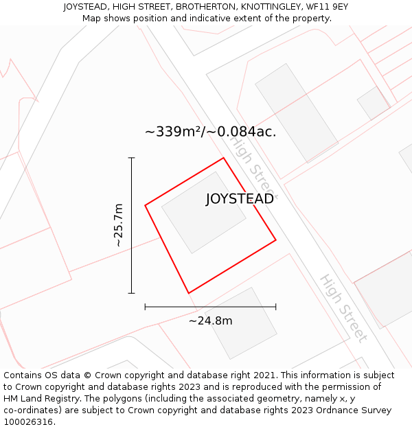 JOYSTEAD, HIGH STREET, BROTHERTON, KNOTTINGLEY, WF11 9EY: Plot and title map