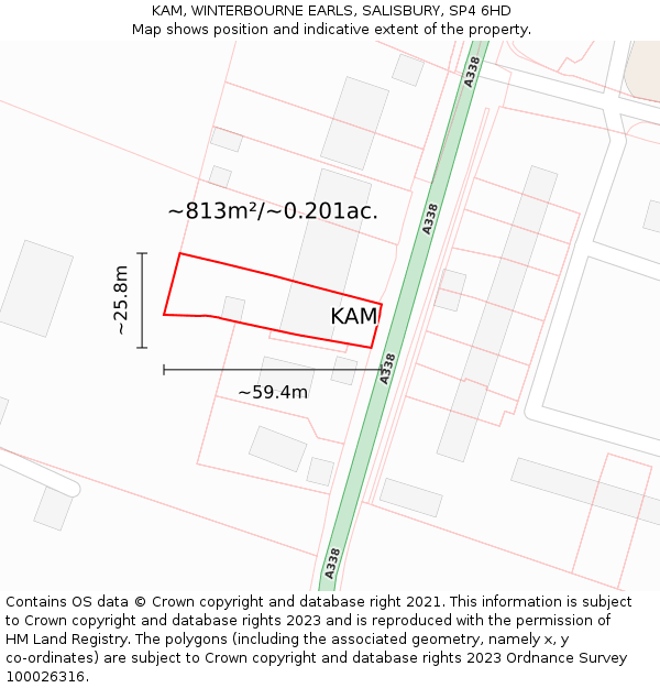 KAM, WINTERBOURNE EARLS, SALISBURY, SP4 6HD: Plot and title map