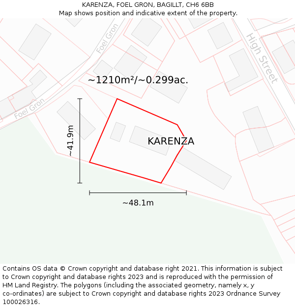 KARENZA, FOEL GRON, BAGILLT, CH6 6BB: Plot and title map