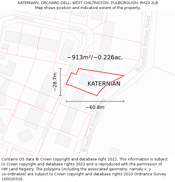 KATERNIAN, ORCHARD DELL, WEST CHILTINGTON, PULBOROUGH, RH20 2LB: Plot and title map