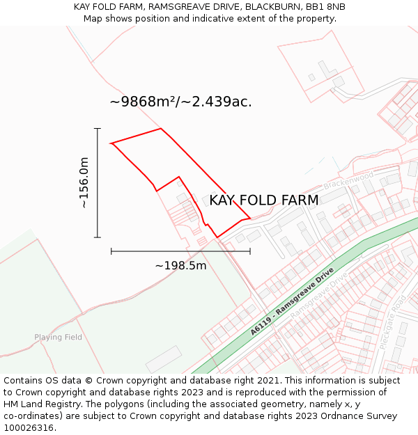 KAY FOLD FARM, RAMSGREAVE DRIVE, BLACKBURN, BB1 8NB: Plot and title map