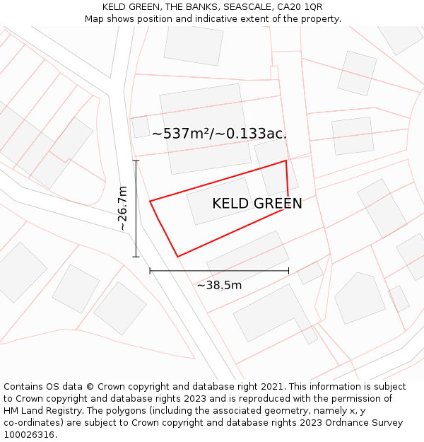 KELD GREEN, THE BANKS, SEASCALE, CA20 1QR: Plot and title map