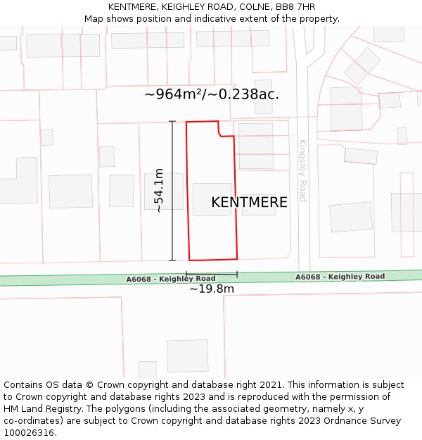 KENTMERE, KEIGHLEY ROAD, COLNE, BB8 7HR: Plot and title map