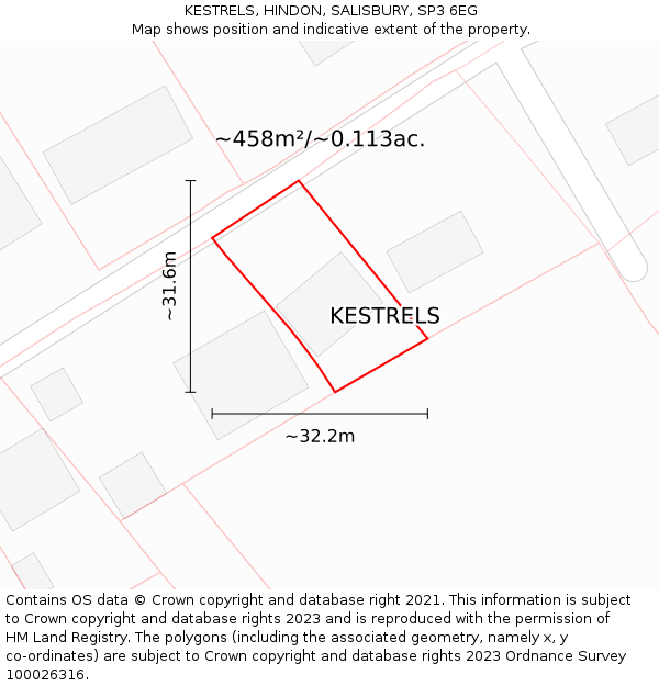 KESTRELS, HINDON, SALISBURY, SP3 6EG: Plot and title map