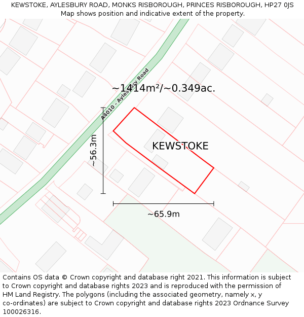 KEWSTOKE, AYLESBURY ROAD, MONKS RISBOROUGH, PRINCES RISBOROUGH, HP27 0JS: Plot and title map