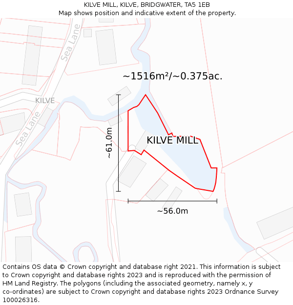 KILVE MILL, KILVE, BRIDGWATER, TA5 1EB: Plot and title map