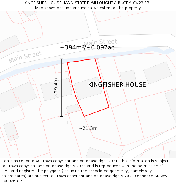 KINGFISHER HOUSE, MAIN STREET, WILLOUGHBY, RUGBY, CV23 8BH: Plot and title map