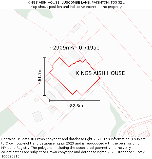 KINGS AISH HOUSE, LUSCOMBE LANE, PAIGNTON, TQ3 3ZU: Plot and title map