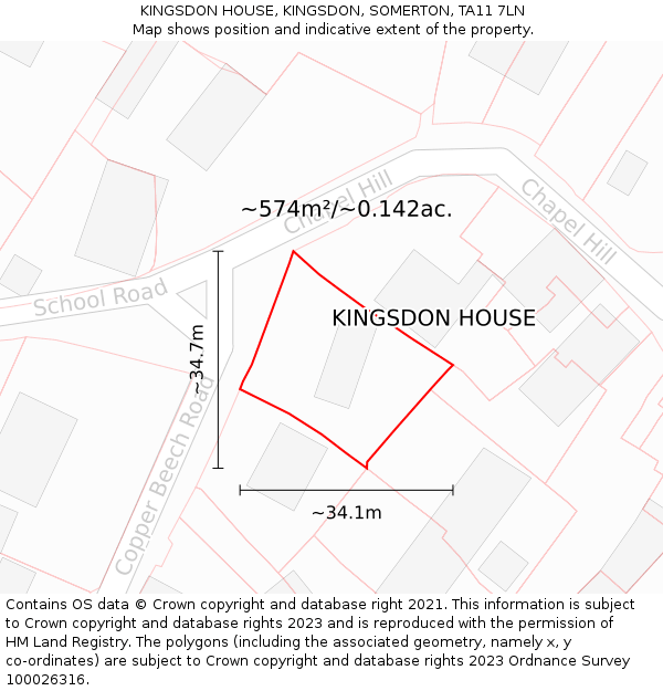 KINGSDON HOUSE, KINGSDON, SOMERTON, TA11 7LN: Plot and title map