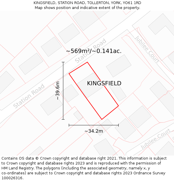 KINGSFIELD, STATION ROAD, TOLLERTON, YORK, YO61 1RD: Plot and title map