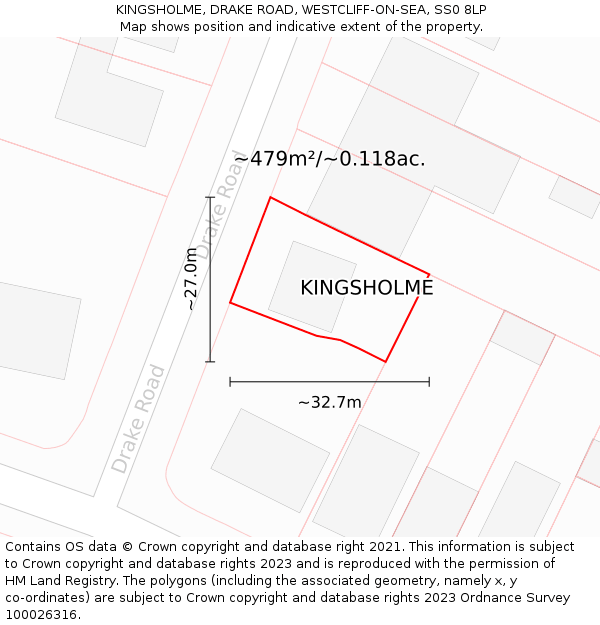 KINGSHOLME, DRAKE ROAD, WESTCLIFF-ON-SEA, SS0 8LP: Plot and title map