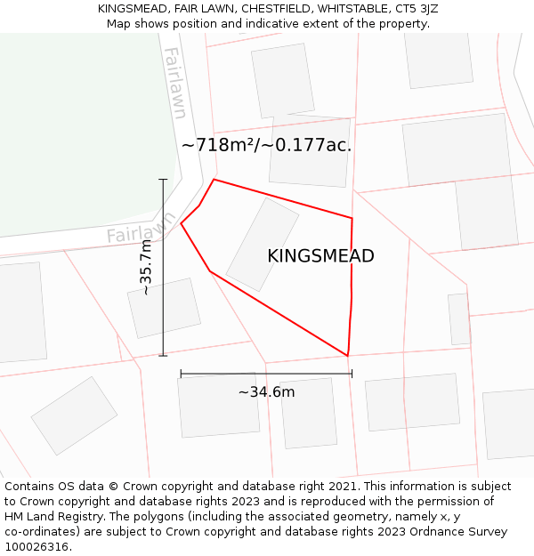 KINGSMEAD, FAIR LAWN, CHESTFIELD, WHITSTABLE, CT5 3JZ: Plot and title map