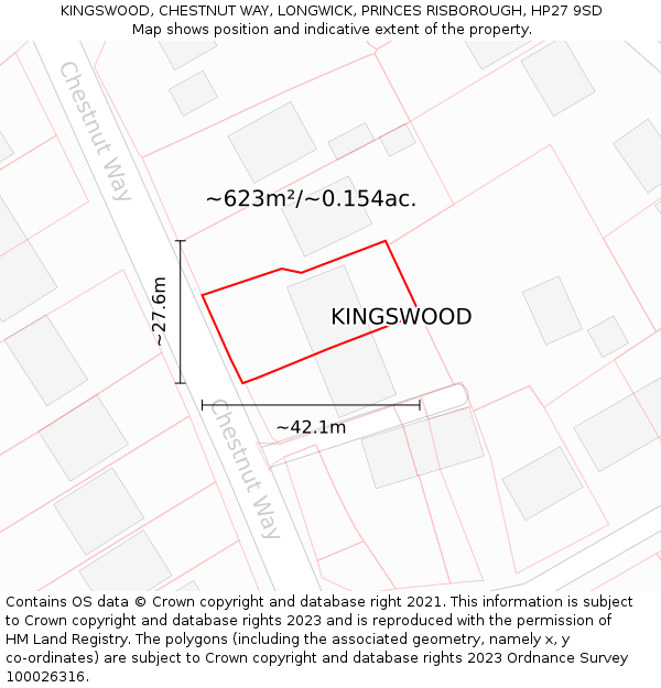 KINGSWOOD, CHESTNUT WAY, LONGWICK, PRINCES RISBOROUGH, HP27 9SD: Plot and title map