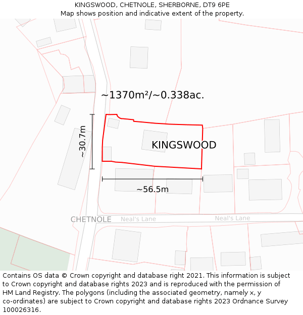 KINGSWOOD, CHETNOLE, SHERBORNE, DT9 6PE: Plot and title map