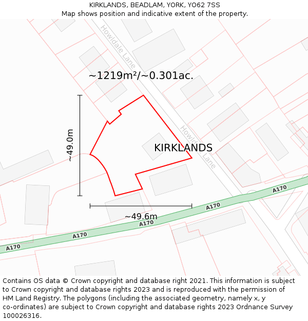KIRKLANDS, BEADLAM, YORK, YO62 7SS: Plot and title map